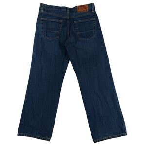 Eddie‎ Bauer Relaxed Straight Jeans Mens 33X29 Blue Wide Leg Utility Work Logo